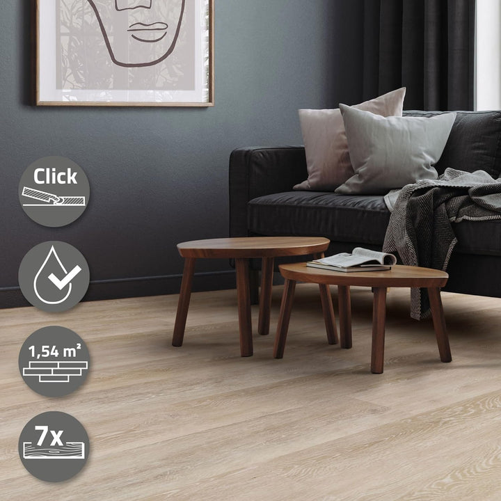 ML-Design Deluxe PVC Bodenbelag, Click Vinyl-Dielen, Vinylboden, 122 cm x 18 cm x 4,2 mm, Dicke 4,2