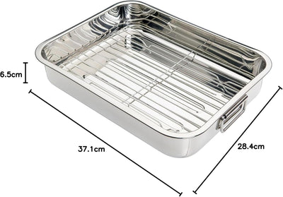 KitchenCraft Bratblech mit Gestell, Edelstahl-Bratblech, Medium, 37 x 28 cm, Silber 1 - Pack A Einze