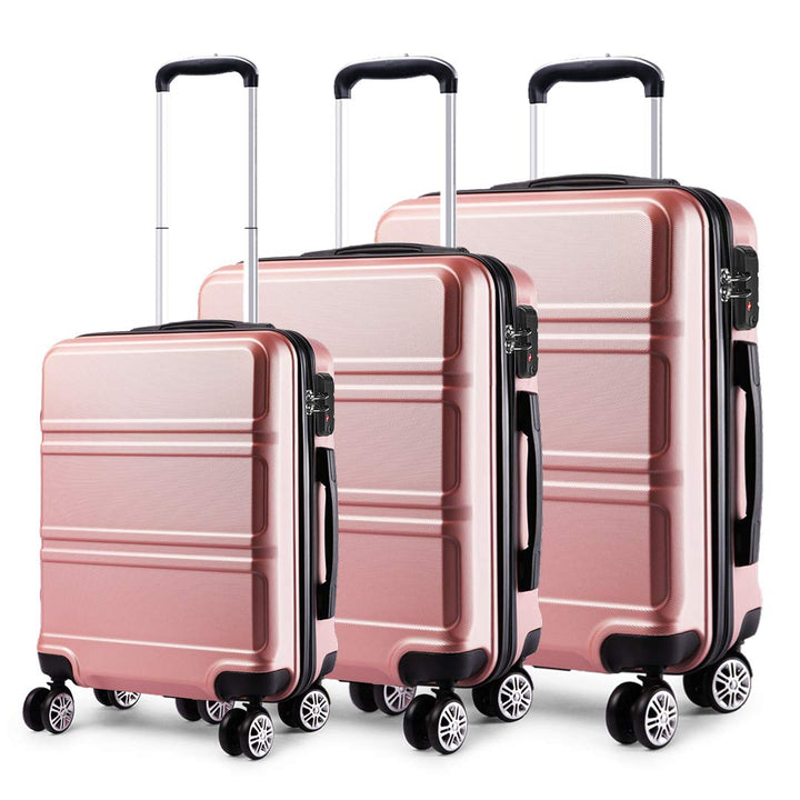 Kono ABS Kabinenkoffer, Hartschale, leicht, 55 cm, Handgepäck mit TSA-Schloss 38 l Rosegold, Rosegol