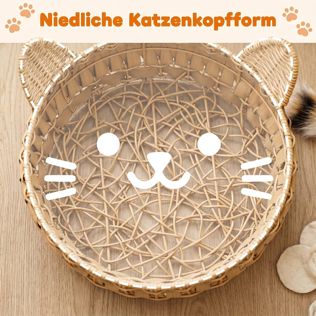 PawHut Katzenbett Katzenhöhle bis 10 kg 50 x 50 x 25 cm Hellbraun | Abnehmbares Kissen, Katzenkorb,