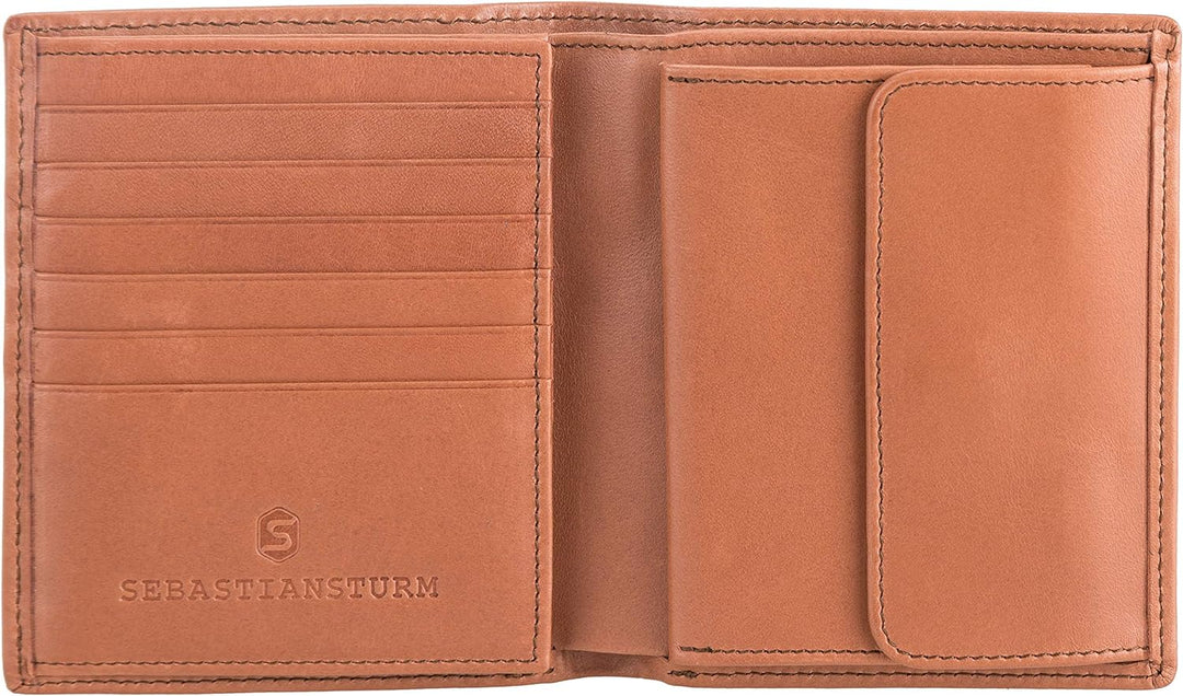 Sebastian Sturm Geldbörse Peter | Echtes Holz und Leder in Braun | Portemonnaie Brieftasche Geldbeut