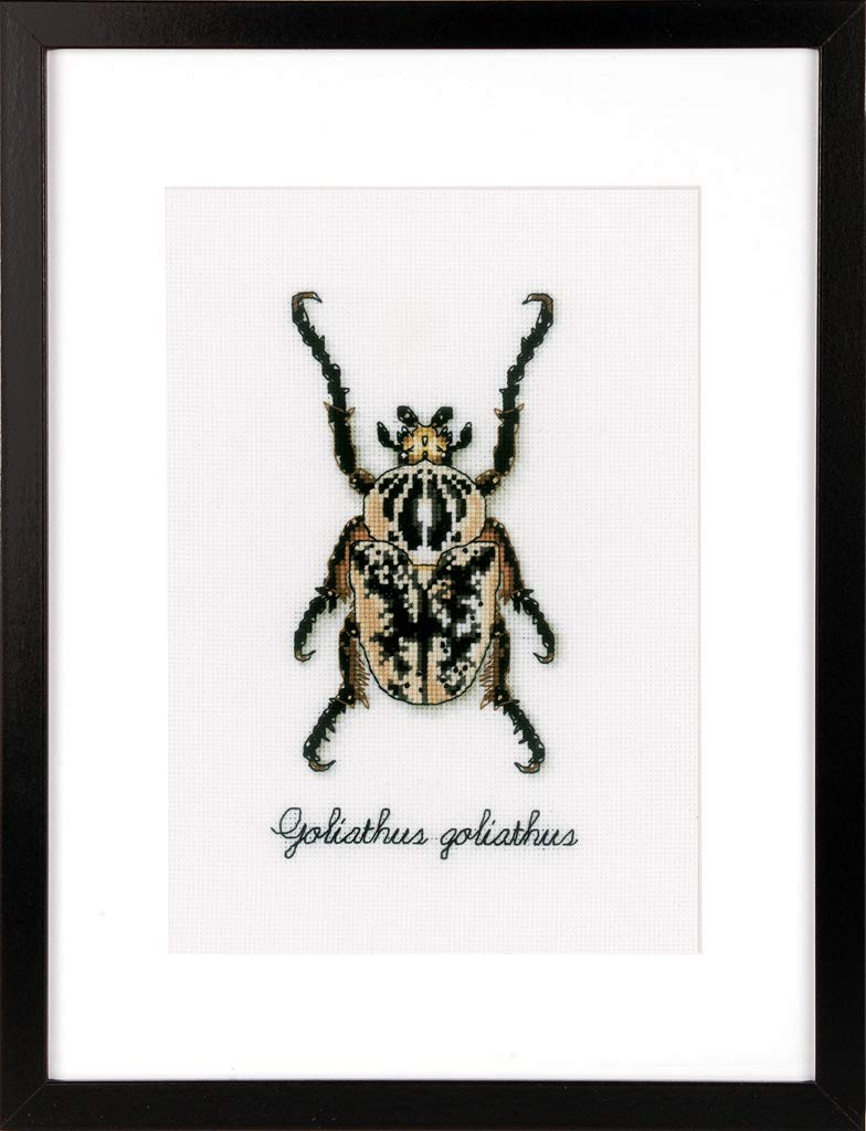 Vervaco Zählmusterpackung Beiger Käfer Aida Kreuzstickpackung zum Auszählen, weiss, 12 x 18 x 0,3 cm