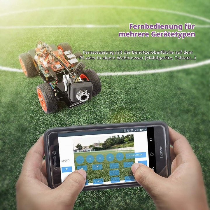 SUNFOUNDER Smart Video Car Kit V2.0 für Raspberry Pi 4 Model B 3B+ 3B Roboter Bausatz mit Graphical