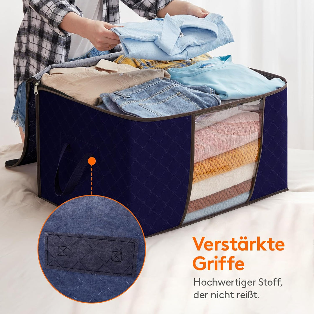 Lifewit 3 Stück 90L Aufbewahrungstasche, Aufbewahrungsbox mit Deckel, Gross Kleideraufbewahrung Umzu