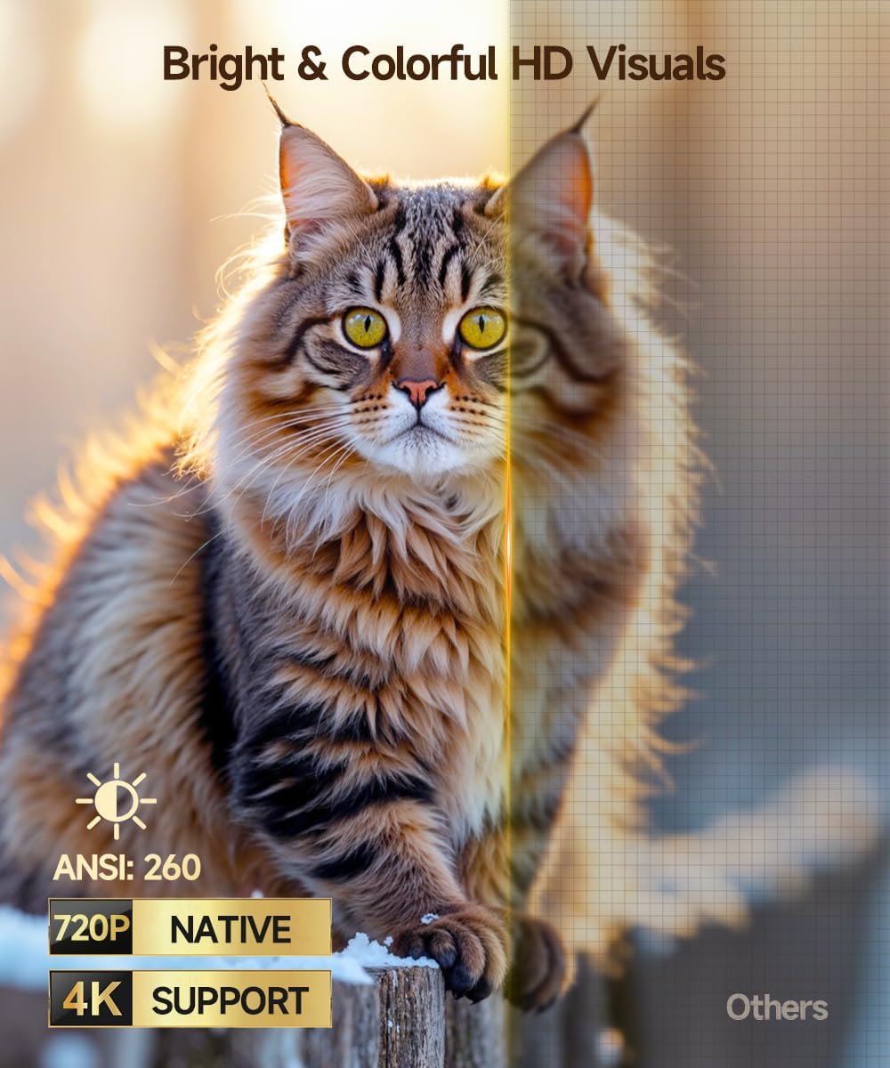 Magcubic Beamer Android 14,HY300max Mini Beamer 4K & 8K mit Dualband WiFi 6 BT 5.4, 260 ANSI unterst