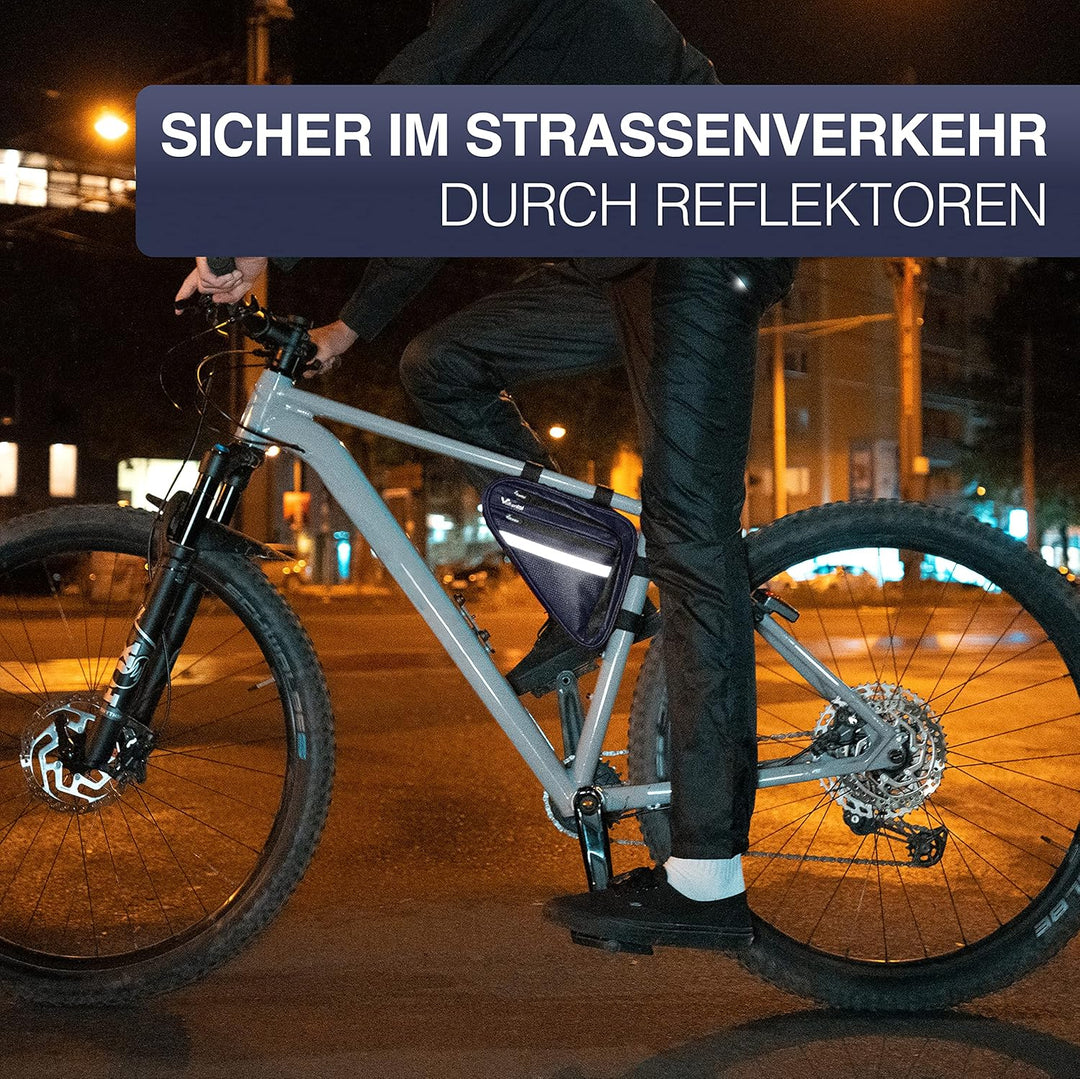 Valkental - Wasserfeste Rahmentasche mit viel Platz - 1,5L Volumen - Fahrradtasche mit Reflektoren u