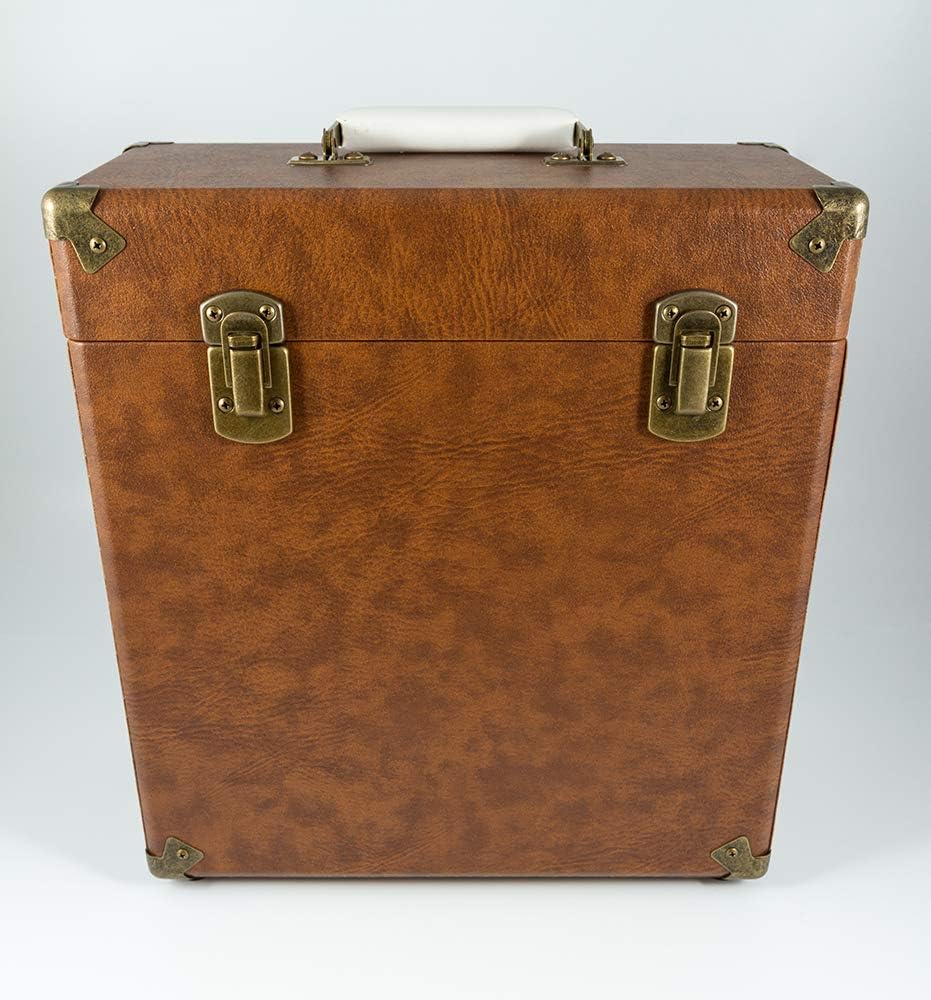 GPO CASE12 Tragbares Aufbewahrungsbox für 12" Schallplatten (für bis zu 30 Vinyl-Schallplatten), Bra