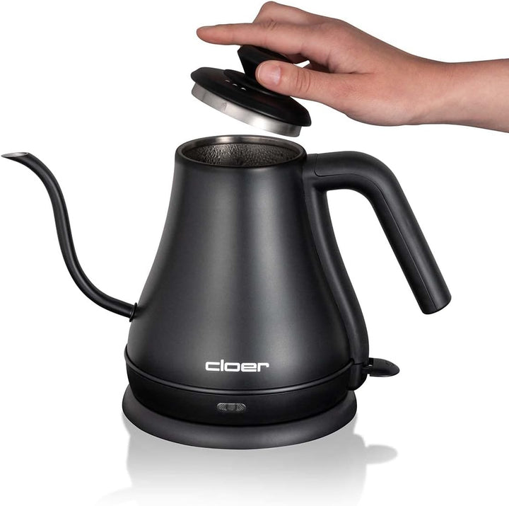 Cloer 4960 Wasserkocher Gooseneck mit geschwungenem Ausguss, abnehmbarer Deckel, 1000 W, Füllmengenm
