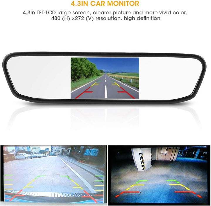 Auto-Rückspiegel-Monitor 4,3 Zoll HD-TFT-LCD 480x272 Pixel mit Dual-Videoeingang AV1/AV2 für Kfz und