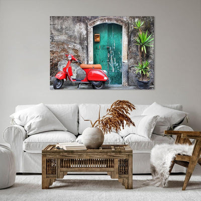 Bilder auf Leinwand 100x70cm Leinwandbild Scooter transport italien retro Gross Wanddeko Bild Schlaf