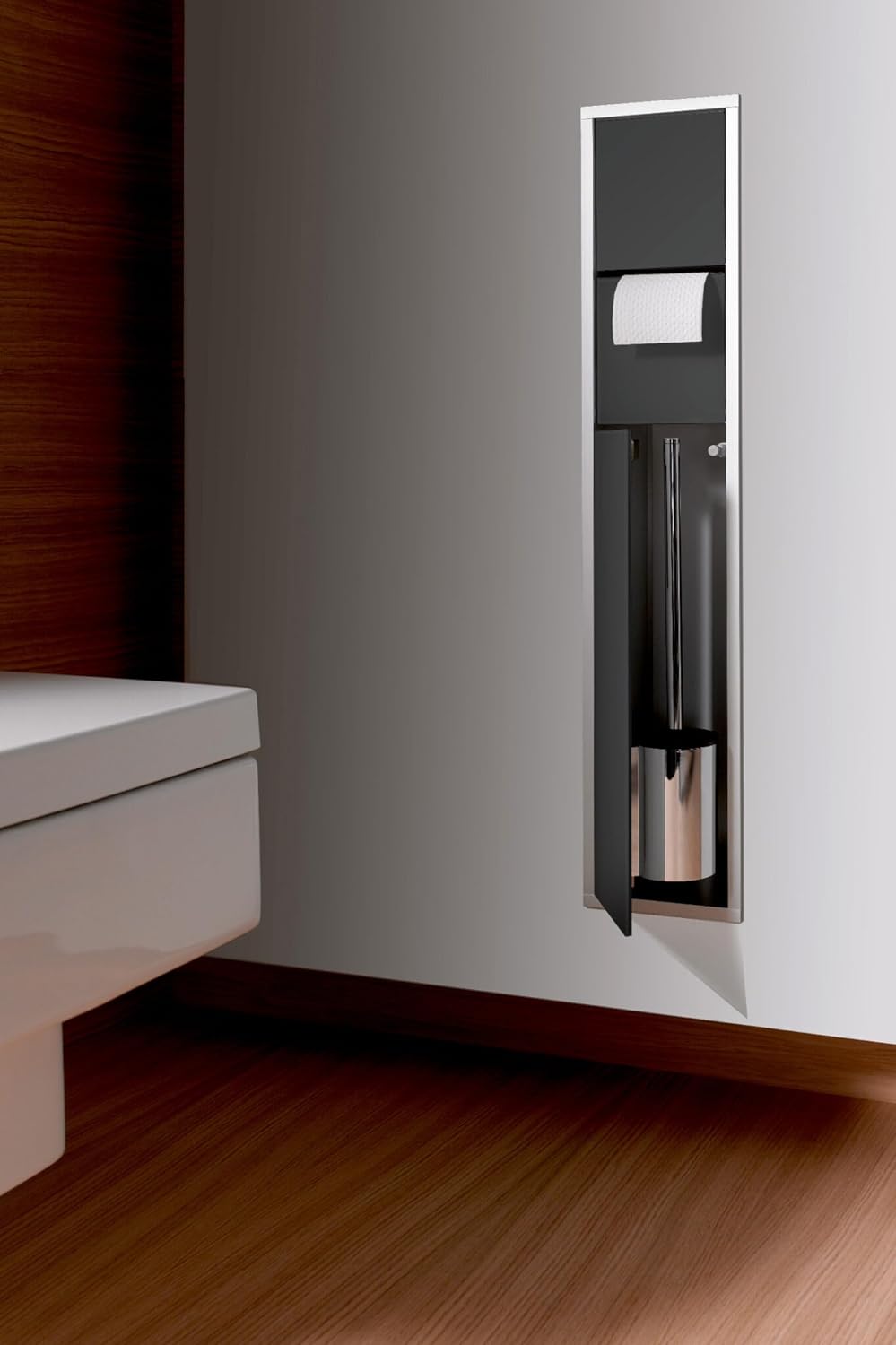 emco ASIS 150 Unterputz-Schrankmodul, Badezimmerschrank als Toilettenpapierhalter & Klobürstenhalter