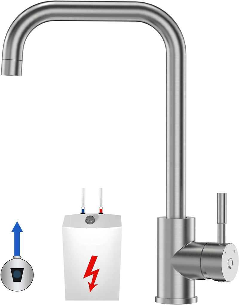 CECIPA Niederdruck Armatur Küche, Küchenarmatur Niederdruck mit 3xG3/8 Anschlussschläuchen, Wasserha