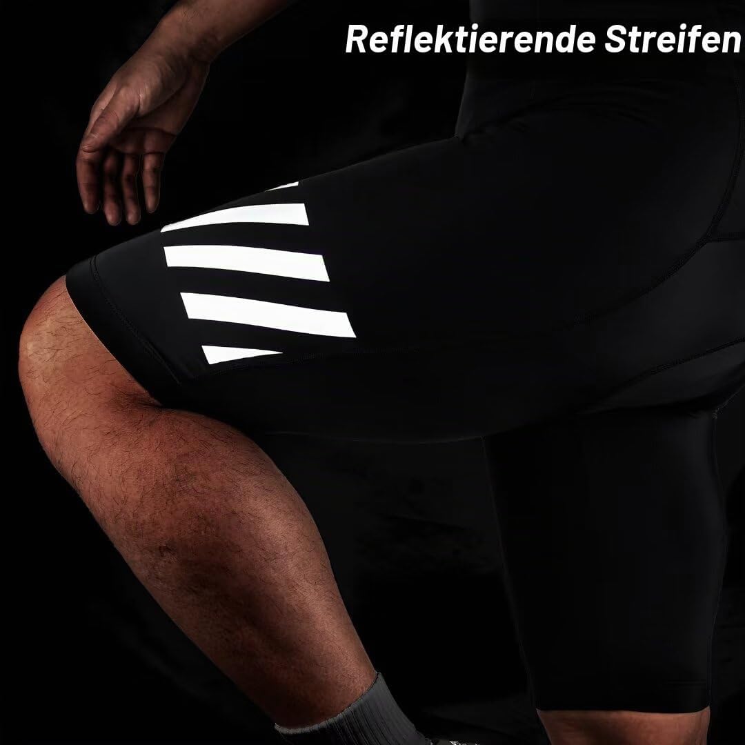ROTTO Radlerhose Herren Fahrradhose Kurz Radhose Gepolstert Gemütlich stossfeste, 01 Schwarz(mit Str