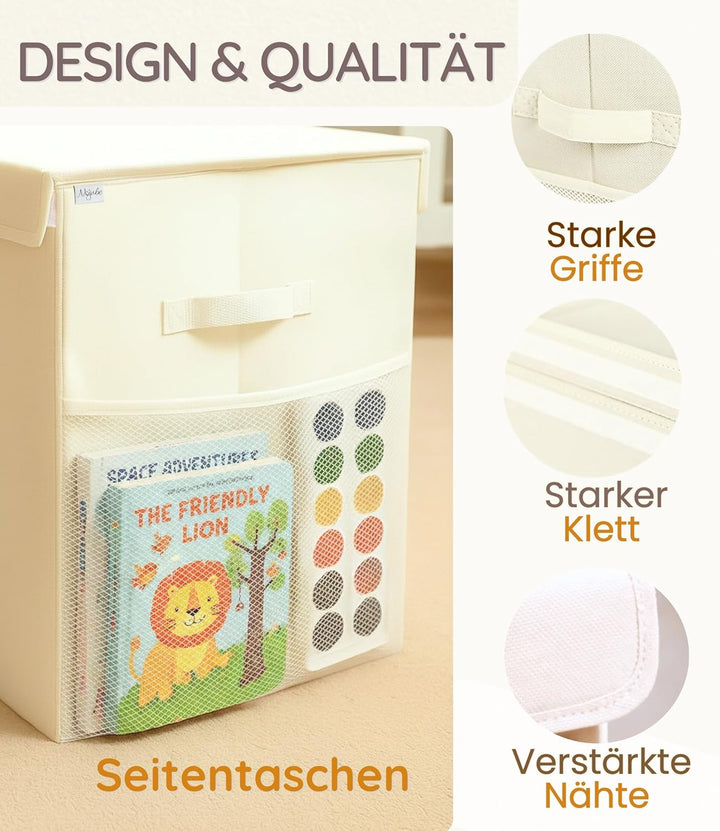 Spielzeugkiste Kinderzimmer XL mit Deckel, faltbare Aufbewahrungsbox für Spielzeug, Spielzeug Organi