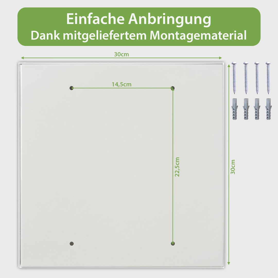 banjado® Grosser Schlüsselkasten Glas/Schlüsselbox 30cm x 30cm mit 50 Haken - Motiv Grünes Holz/Schl