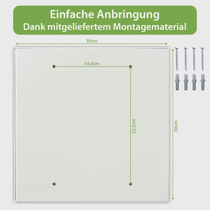 banjado® Grosser Schlüsselkasten Glas/Schlüsselbox 30cm x 30cm mit 50 Haken - Motiv Nordseestrand/Sc