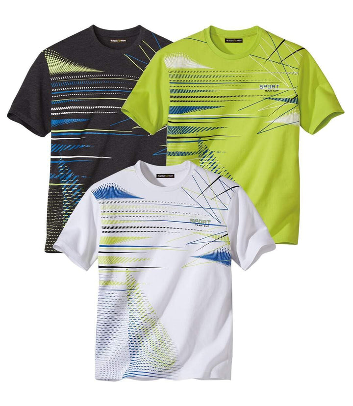 ATLAS FOR MEN - 3er-Pack Herren T-Shirts - Rundhalsausschnitt - Kurze Ärmel - Verfügbar in grossen G