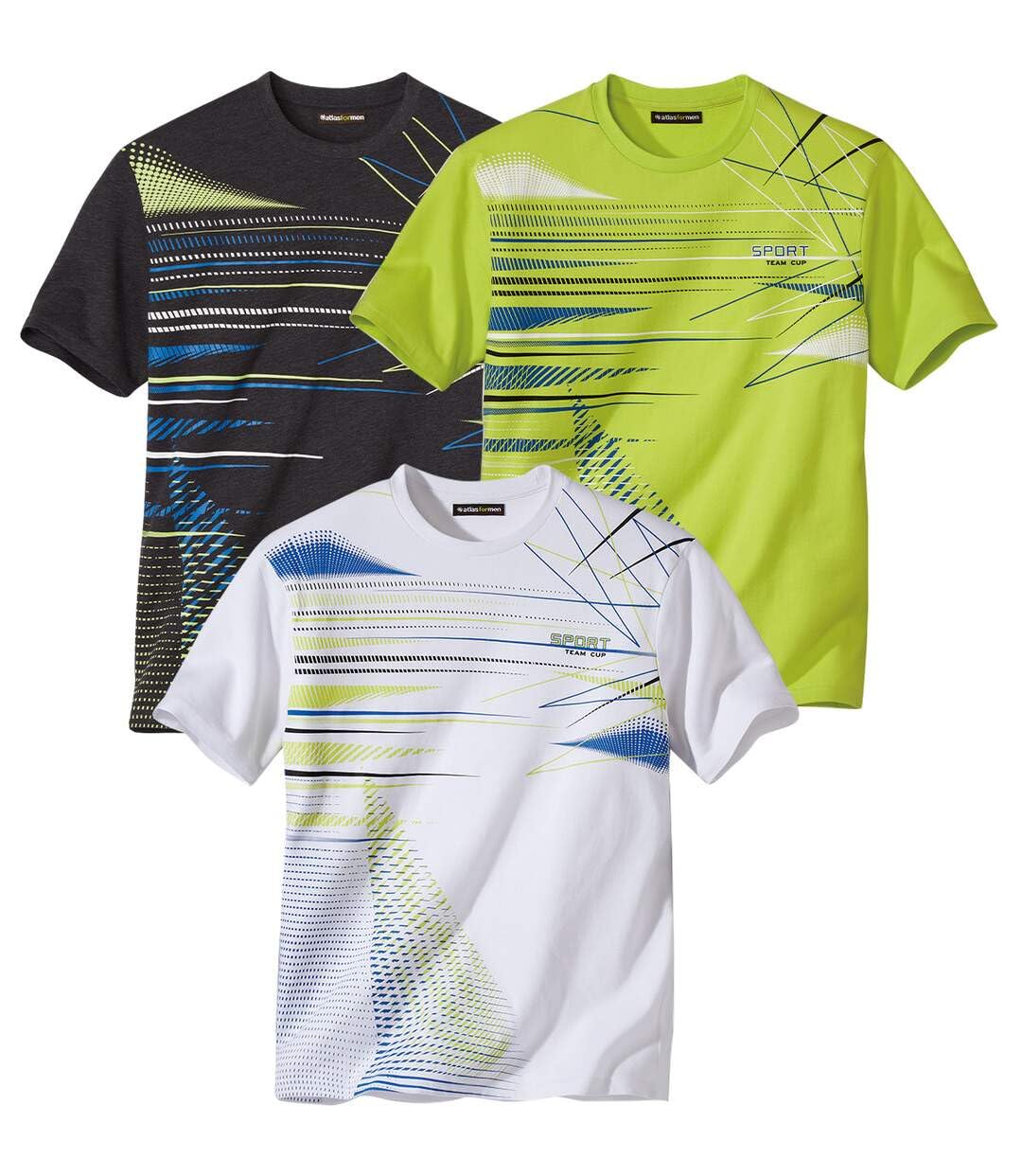 ATLAS FOR MEN - 3er-Pack Herren T-Shirts - Rundhalsausschnitt - Kurze Ärmel - Verfügbar in grossen G