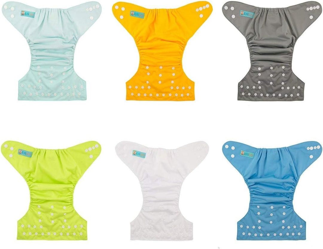 Alva Baby 6 Pack Tasche waschbar Verstellbare Stoffwindeln Windeln + 12 Einsätze 6BM98-DE 18 Stück (