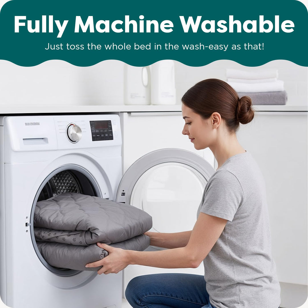 FurHaven Large Memory Foam Dog Bed Perfect Comfort Plush & Velvet Waves Sofa-Style w/Removable Washa