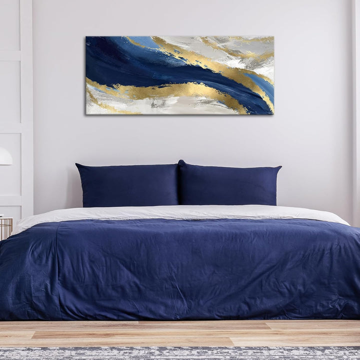 Mit Rahmen Grosses Leinwandbilder Bilder, Abstrakt Blaues Goldenes Marmor bild auf leinwand Wandkuns