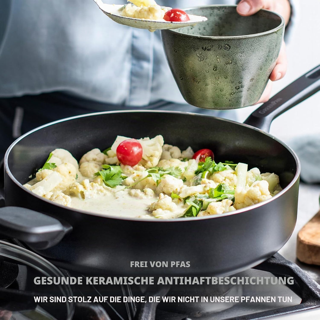 GreenPan Memphis Schmorpfanne (28 cm/4,2 L), gesunde keramische Antihaftbeschichtung, PFAS-frei, ind