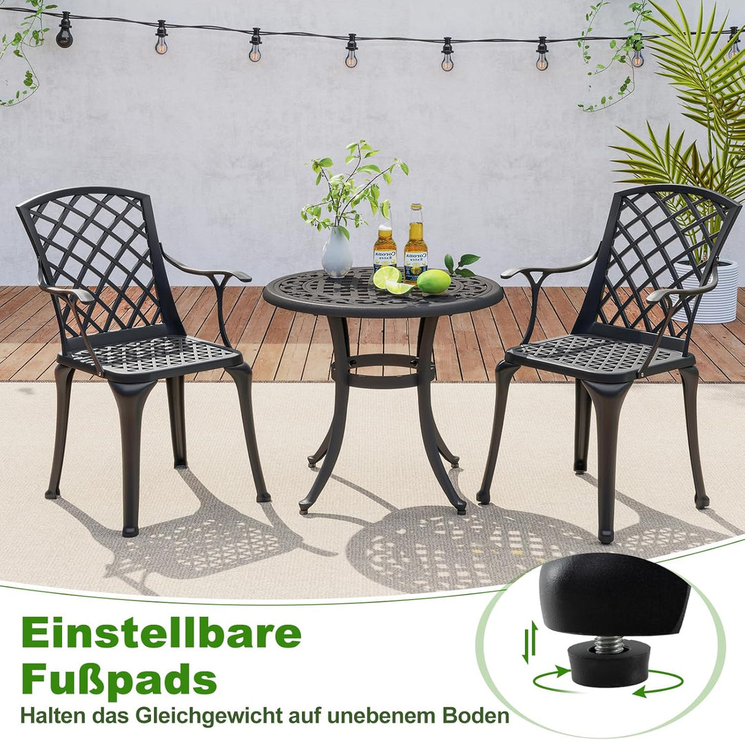 GOPLUS 2er Set Gartenstühle, Balkonstühle mit bequemen Armlehnen & gebogener Rückenlehne & breiter S