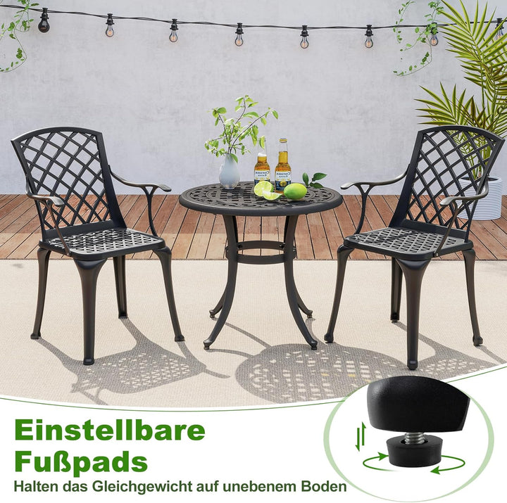 GOPLUS 2er Set Gartenstühle, Balkonstühle mit bequemen Armlehnen & gebogener Rückenlehne & breiter S