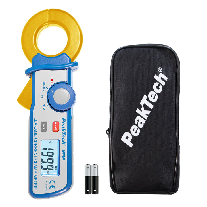 PeakTech 1636 – Leckstromzange mit Auflösung bis 100 µA, 2000 Counts, Data-Hold, Kriechstromzange, W