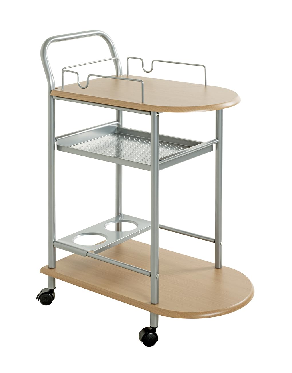 HAKU Möbel 40027 Küchenwagen,65 x 35 x 83 cm, alu/buche Alu-buche 65 x 35 x 83 cm, Alu-buche 65 x 35