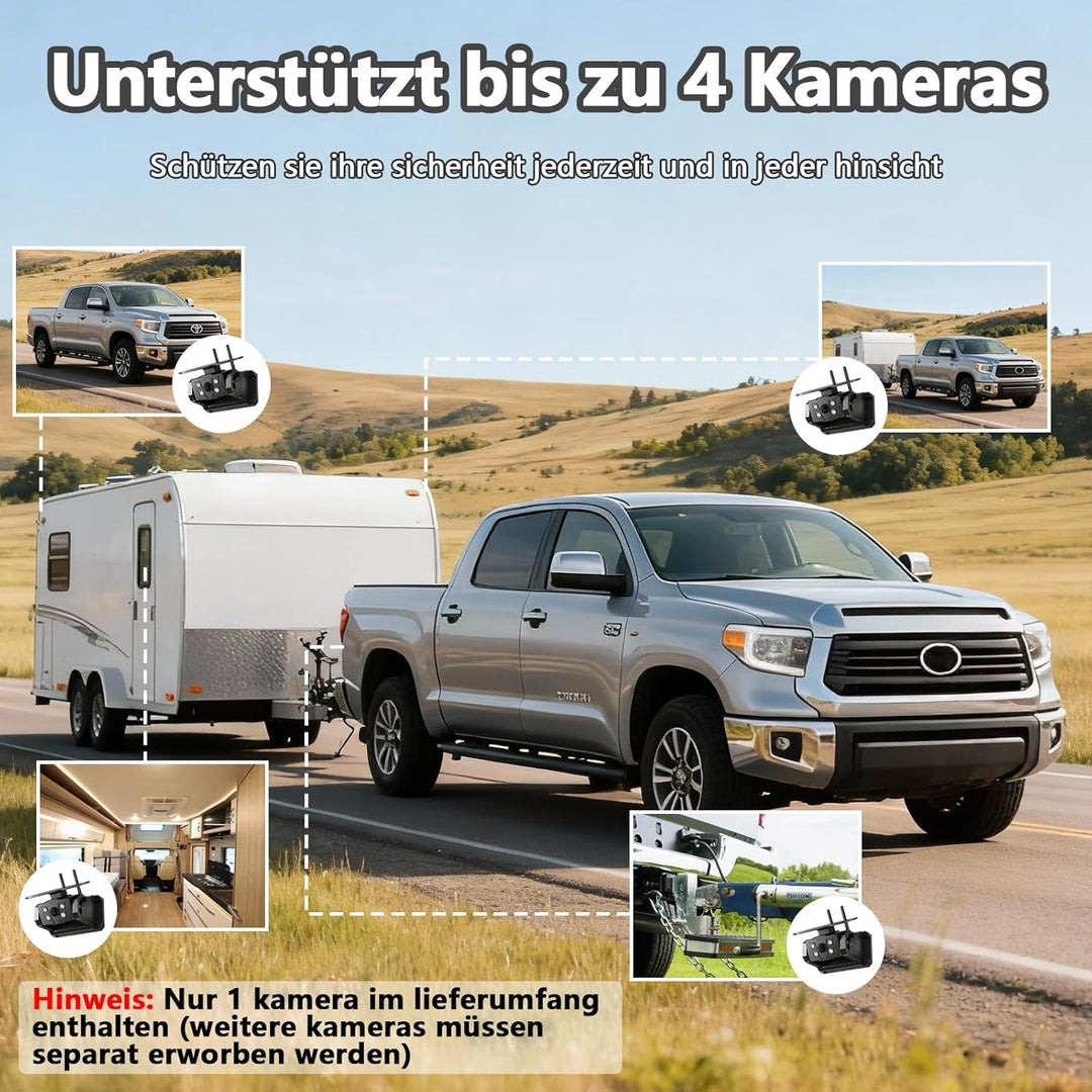 Rückfahrkamera Kabellos Solar Magnetische Rückfahrkamera Funk VASTEND 7'' 1080P Touchscreen IPS Moni
