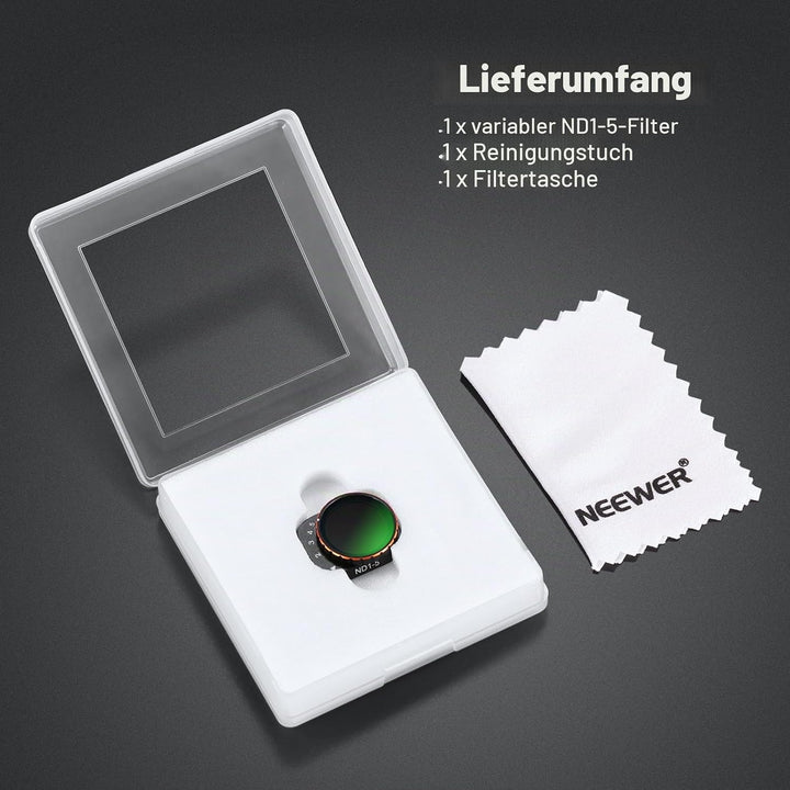NEEWER Variabler ND Filter kompatibel mit DJI Mini 3 Pro, ND2-32 1-5 Snap Stop aus mehrschichtigem o