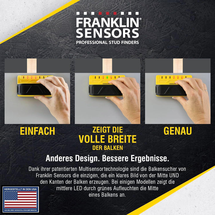 Franklin Sensors ProSensor M70 Profi Bolzenfinder mit 7 Sensoren für höchste Genauigkeit, erkennt Ho