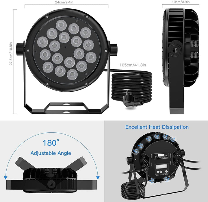 HOLDLAMP 4 PCS 180W IP65 LED Par Scheinwerfer Outdoor, RGBW 18 LED Bühnenlicht Wasserdicht mit Kabel