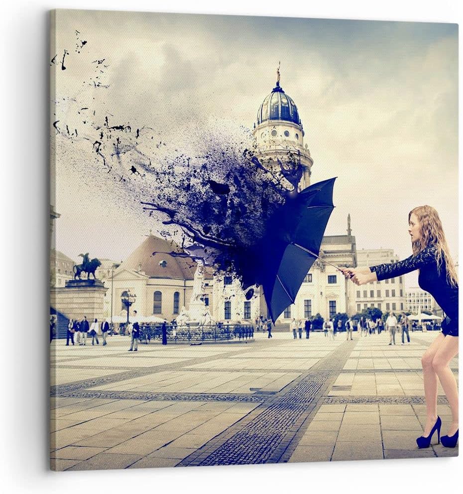 Bilder auf Leinwand Stadt landmarken quadrat regenschirm Leinwandbild 60x60cm Wandbilder Dekoration