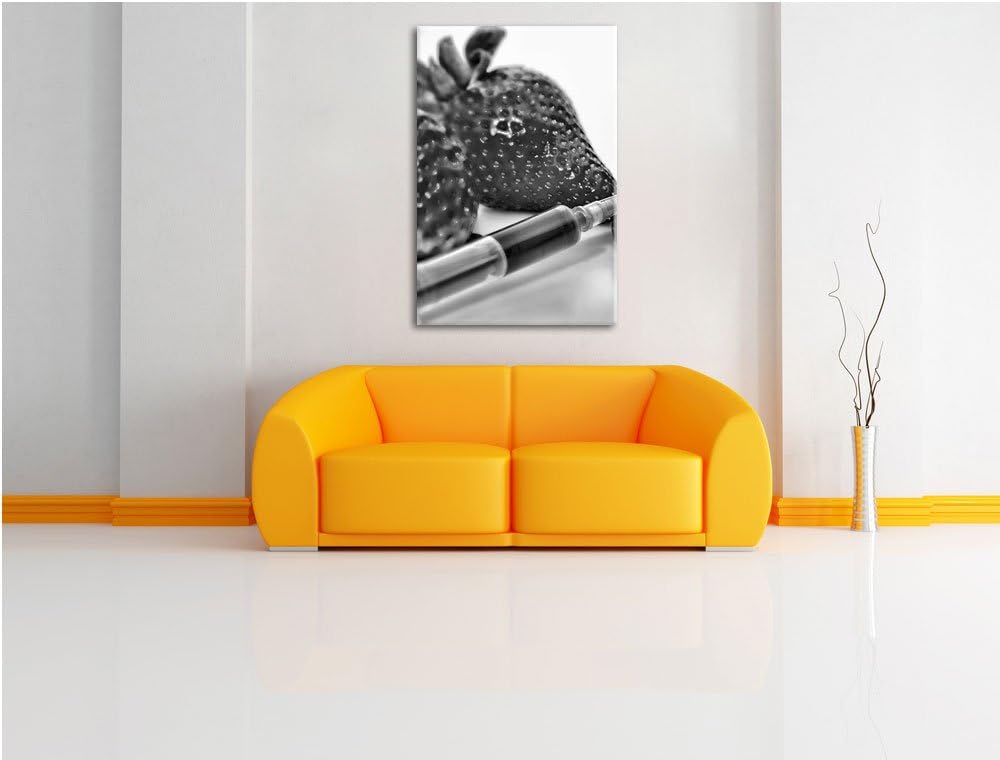 Pixxprint Erdbeeren mit Lebensmittelfarbe als Leinwandbild | Grösse: 100x70 cm | Wandbild| Kunstdruc