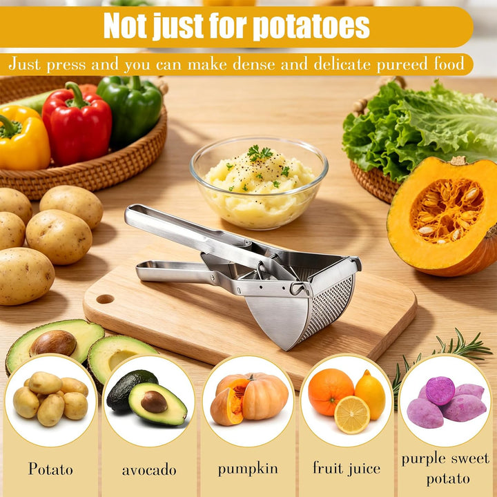 HhBdy Kartoffelpresse, Kartoffelstampfer Edelstahl Kartoffelquetsche Ergonomisch Stampfer Küche Mult