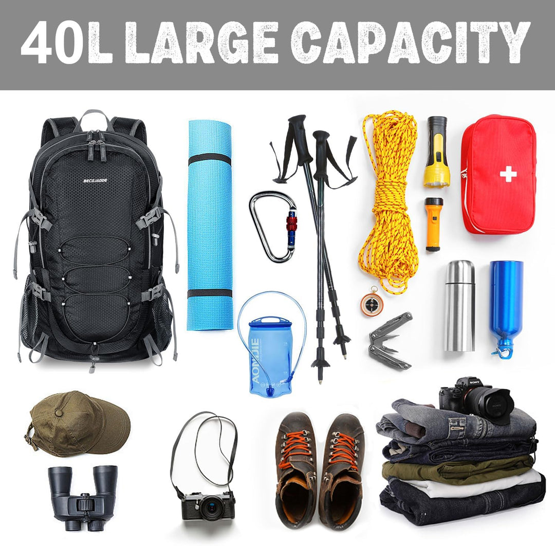 Wanderrucksack Herren Damen 40L Ultraleichter Faltbarer Rucksack Wasserdichter Reiserucksack Trekkin
