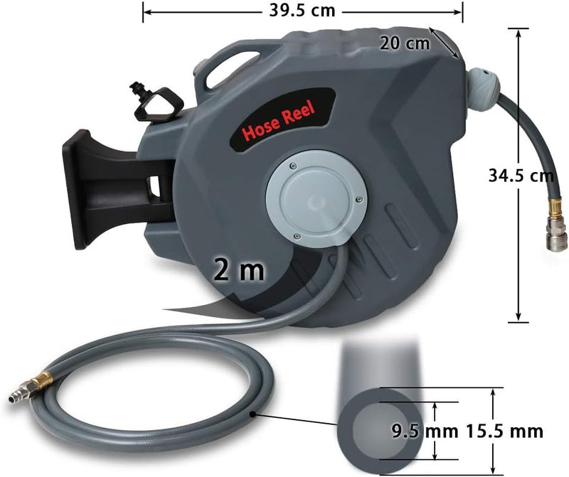 Yakimz 20m Druckluftschlauch Aufroller Automatisch mit 1/4" Anschluss, Schlauchaufroller Automatisch