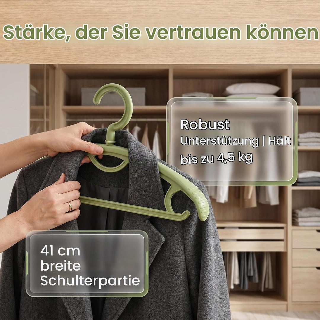 Kunststoff Kleiderbügel 10 Stück Kleiderhänger rutschfest mit Breiter Schulter 360° Drehbarer Haken