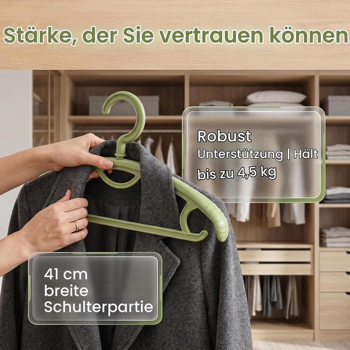 Kunststoff Kleiderbügel 10 Stück Kleiderhänger rutschfest mit Breiter Schulter 360° Drehbarer Haken