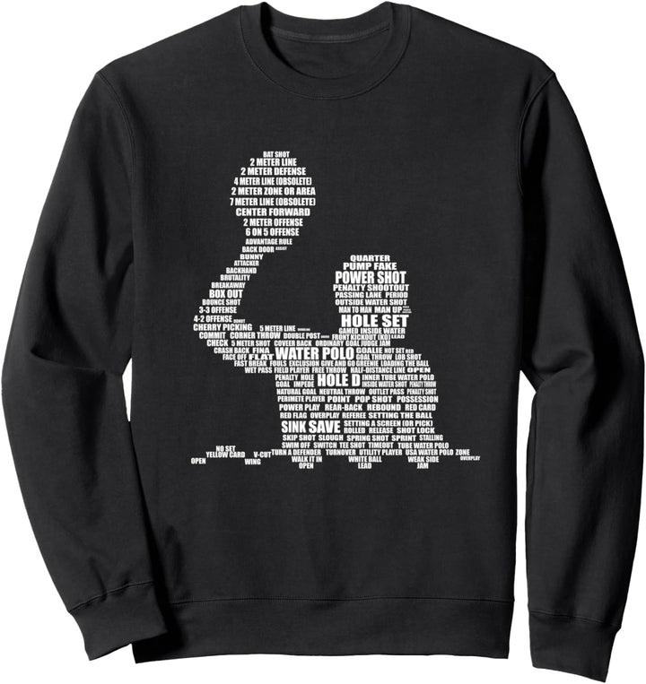Word Cloud Wasserball Motivationsgeschenk Spieler Silhouette Sweatshirt
