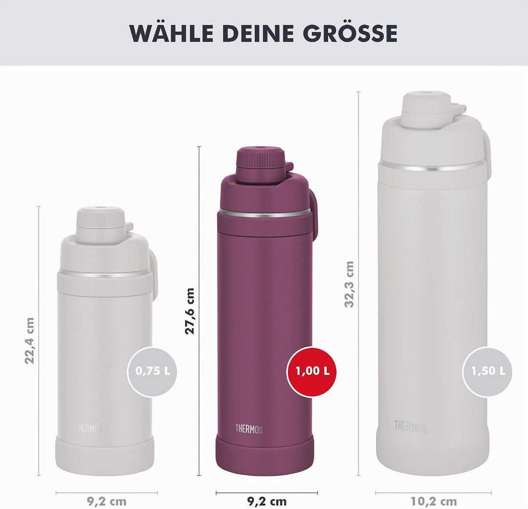 THERMOS ULTRALIGHT MAX Isolier-Trinkflasche lila matt 1,0l, Thermosflasche für Sport, 24h kalt &amp; 12h