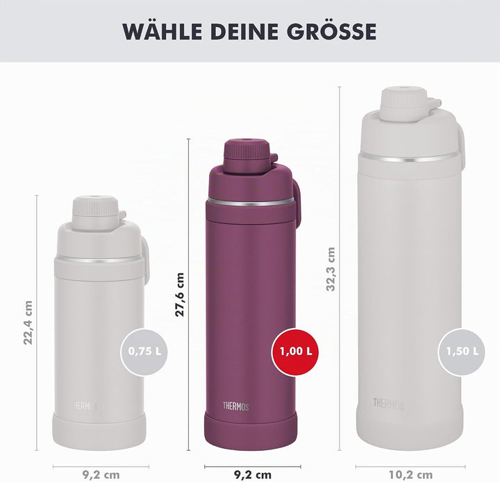 THERMOS ULTRALIGHT MAX Isolier-Trinkflasche lila matt 1,0l, Thermosflasche für Sport, 24h kalt &amp; 12h