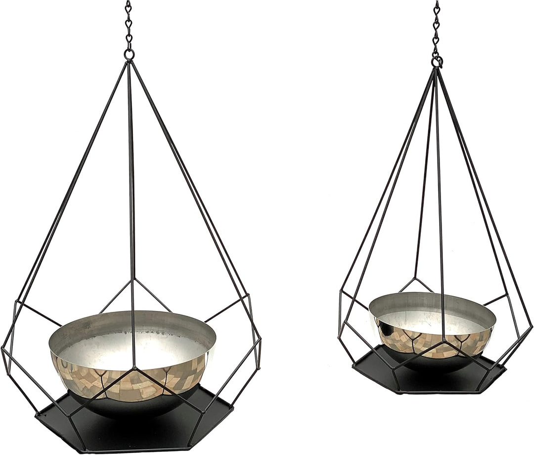 DanDiBo Blumenampel Innen Metall Wand Hängepflanzen 96095 2er Set mit Topf 6 Ecken Pflanzenhänger Bl