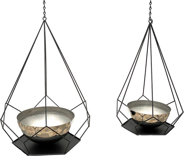 DanDiBo Blumenampel Innen Metall Wand Hängepflanzen 96095 2er Set mit Topf 6 Ecken Pflanzenhänger Bl