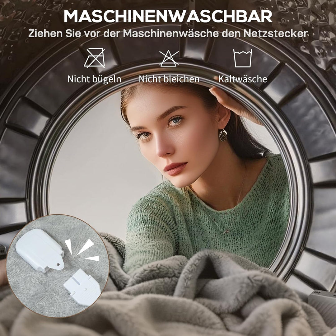 HOMCOM Heizdecke Elektrische Wärmedecke, Wärmedecke mit Abschaltautomatik, 6 Heizstufen, Überhitzung