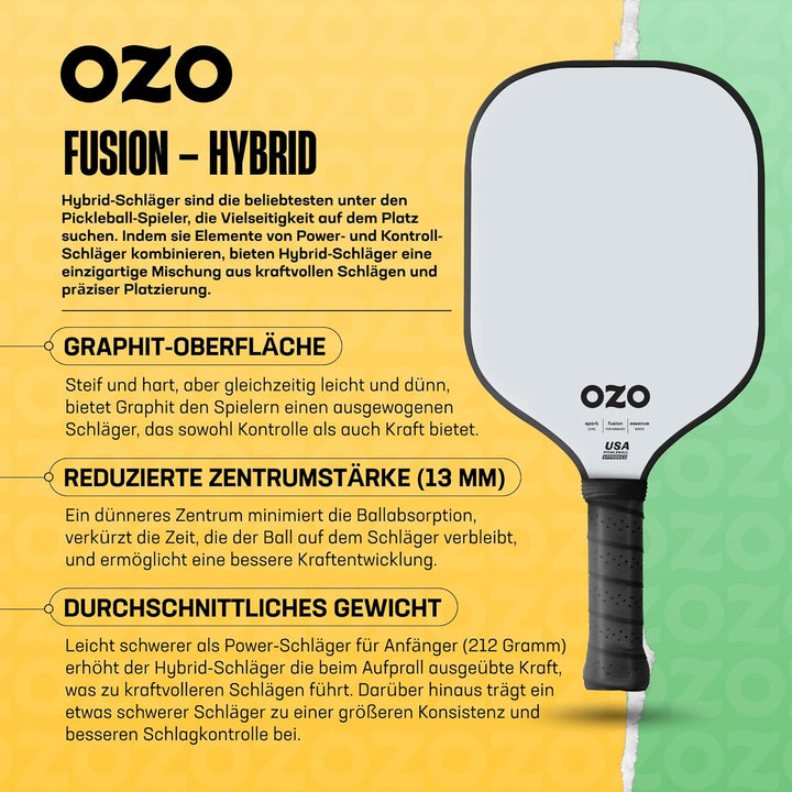 OZO Pickleball Hybrid Schläger für Anfänger Beginner Hybrid Weiss, Beginner Hybrid Weiß