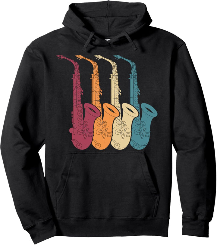 Retro Jazz Musikinstrument Saxophonist Musiker Saxophon Pullover Hoodie