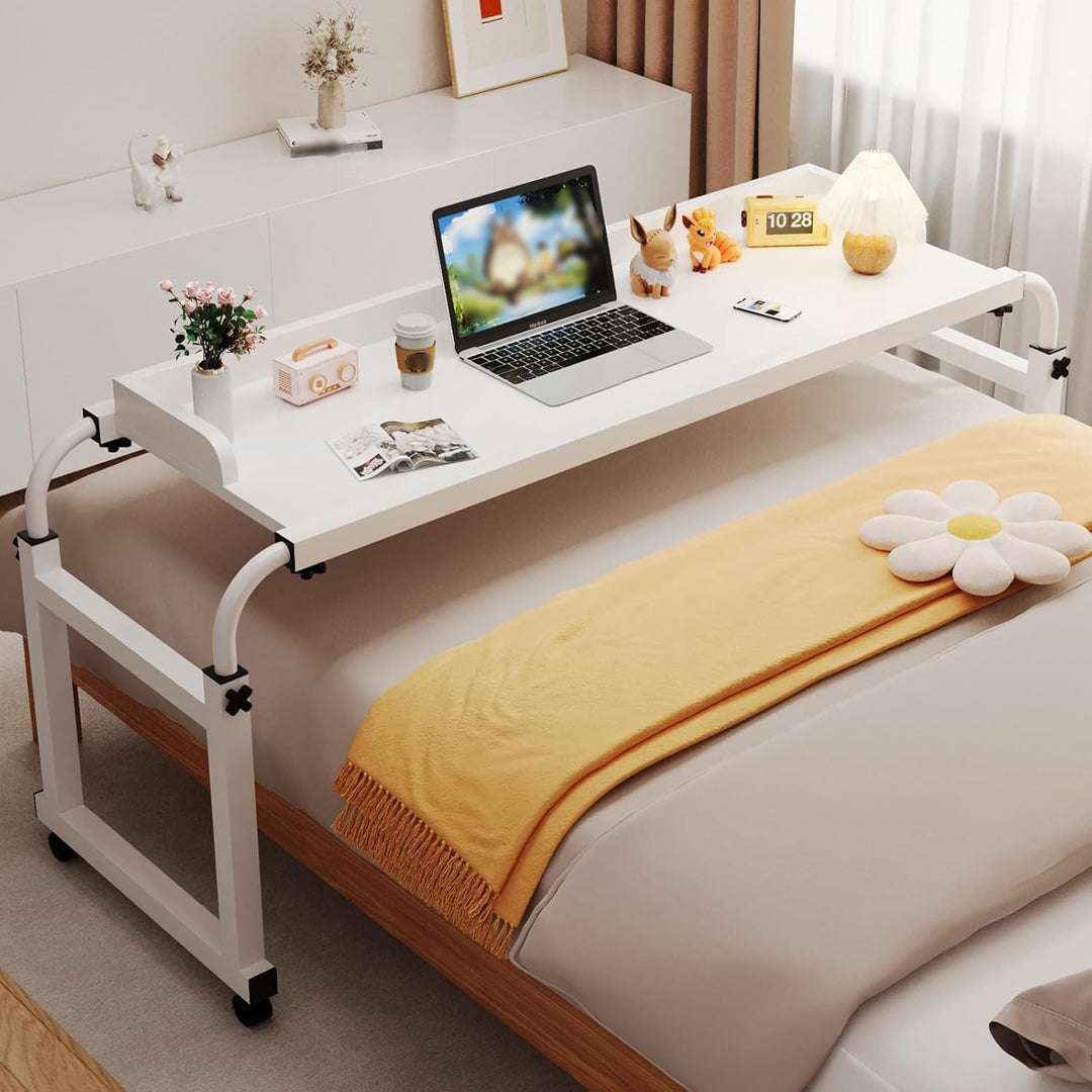 Mobiler Laptop-Rolltisch, Laptoptisch Mit Rollen überbetttisch Funktioniert Als Laptopwagen Computer